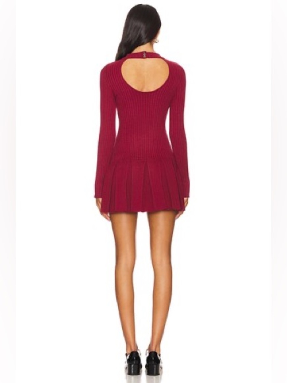 NEW Free People Emmy Mini Dress in Aged Red Ribbed Pleated L - Picture 2 of 15
